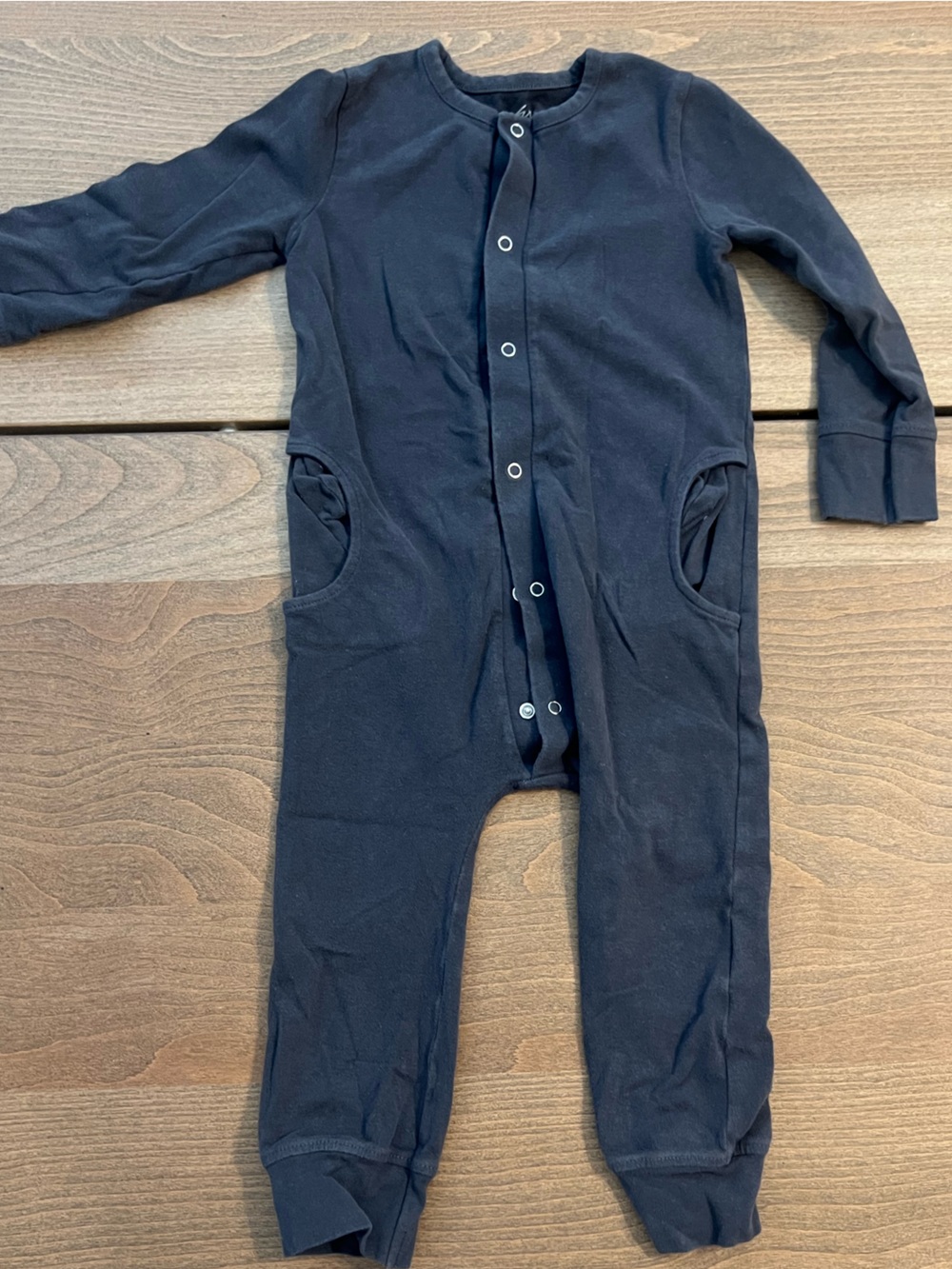 Kids Black Snap-Front One-Piece Romper